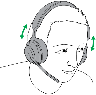 Jabra - Evolve2 65 - Anpassen des Headsets Stereo-Variante Anpassen des Headsets Stereo-Variante