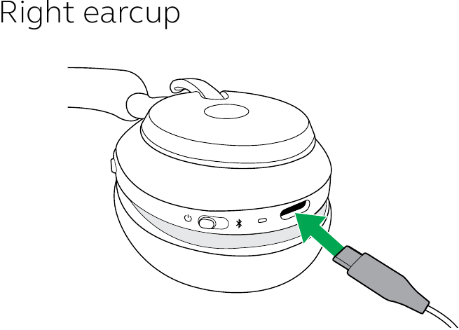 Jabra - Evolve2 65 - Aufladen mit USB-Ladekabel Aufladen mit USB-Ladekabel