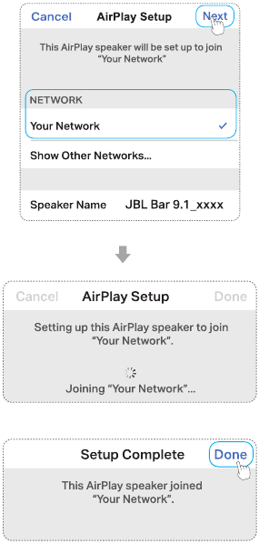 Harman - JBL BAR 9.1 - Verbindung mit Ihrem Heimnetzwerk Über die AirPlay-Einrichtung auf einem iOS-Gerät Schritt 2 Verbindung mit Ihrem Heimnetzwerk Über die AirPlay-Einrichtung auf einem iOS-Gerät Schritt 2