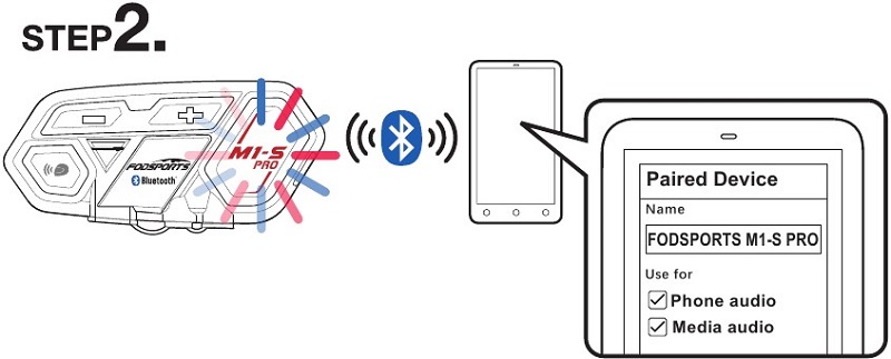 FODSPORTS - M1-S Pro - Kopplung mit Mobiltelefon Schritt 2 Kopplung mit Mobiltelefon Schritt 2
