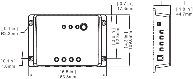 Renogy - Wanderer 30A PWM - Abmessungen Abmessungen