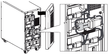Eaton - 9130 - Abbildung 28. Trennen der internen USV-Batterien. Abbildung 28. Trennen der internen USV-Batterien.