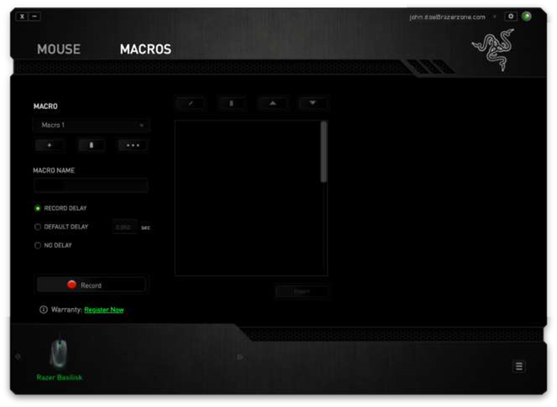 Razer - BASILISK - MAKROS-REGISTERKARTE Schritt 2 MAKROS-REGISTERKARTE Schritt 2