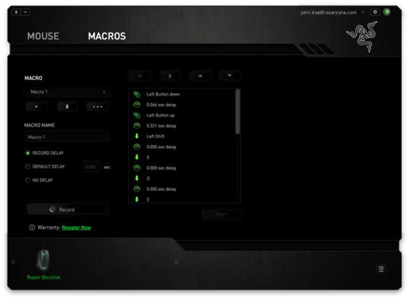 Razer - BASILISK - MAKROS-REGISTERKARTE Schritt 3 MAKROS-REGISTERKARTE Schritt 3