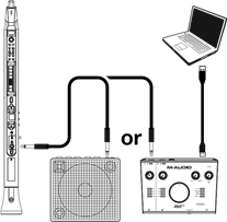 Akai - EWI Solo - Audio über einen externen Verstärker abspielen Audio über einen externen Verstärker abspielen