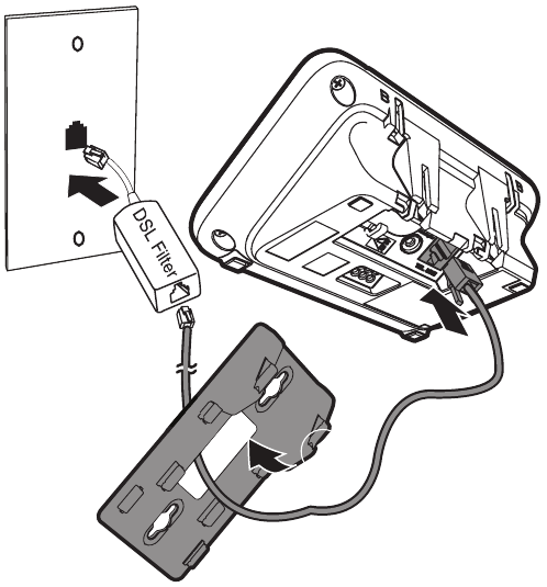 VTech - CS6719 - Die Telefonbasis montieren - Schritt 1 - Telefonkabel verlegen Die Telefonbasis montieren - Schritt 1 - Telefonkabel verlegen