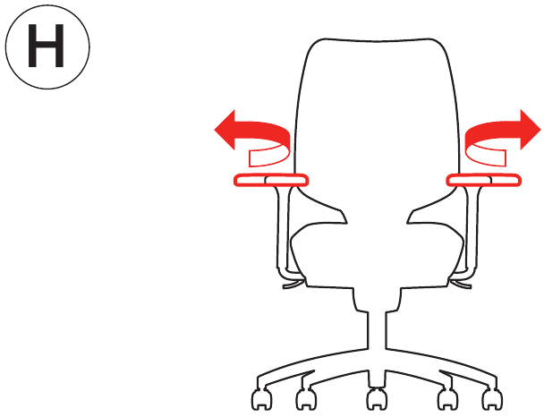 Giroflex - 545 - Armlehnenrotation - Schritt 1 Armlehnenrotation - Schritt 1