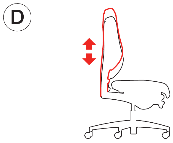 Giroflex - 545 - Rückenlehnenhöhe - Schritt 1 Rückenlehnenhöhe - Schritt 1