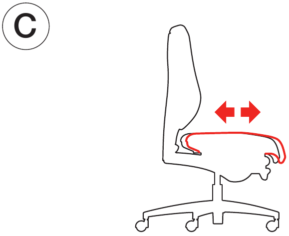 Giroflex - 545 - Sitztiefe - Schritt 1 Sitztiefe - Schritt 1