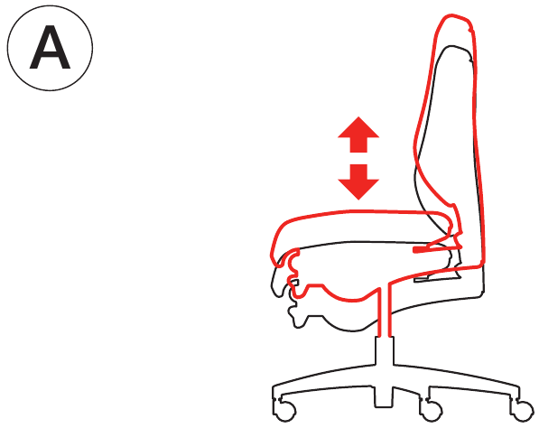 Giroflex - 545 - Sitzhöhe - Schritt 1 Sitzhöhe - Schritt 1