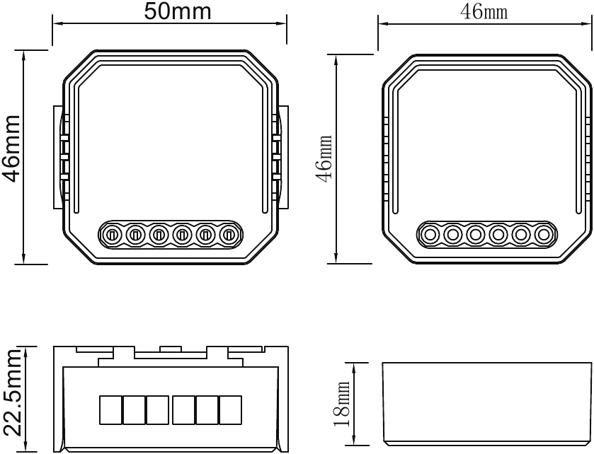 Lonsonho - QS-Zigbee-D02-TRIAC-2C-L - Abmessungen Abmessungen