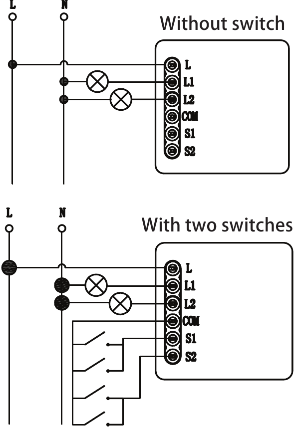Lonsonho - QS-Zigbee-D02-TRIAC-2C-L - Verkabelung - Option 2 Verkabelung - Option 2