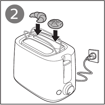 Philips - HD2581 - Brötchen aufwärmen - Schritt 2 - Brötchen auflegen Brötchen aufwärmen - Schritt 2 - Brötchen auflegen