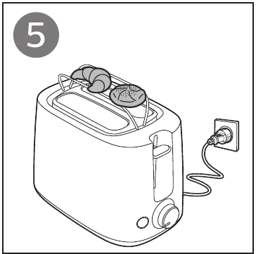 Philips - HD2581 - Brötchen aufwärmen - Schritt 5 - Einschalten Brötchen aufwärmen - Schritt 5 - Einschalten