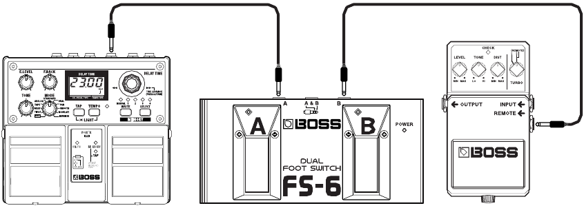 Boss - FS-6 - Anschluss an Buchse A oder B Anschluss an Buchse A oder B