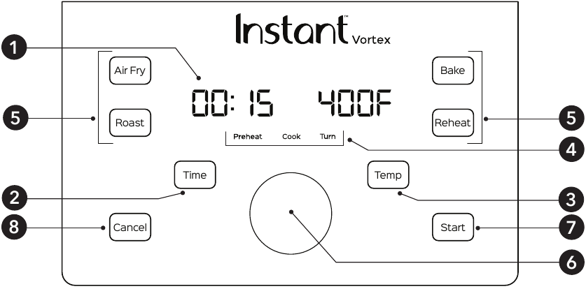 Instant - VORTEX 4QT - Bedienfeld Bedienfeld