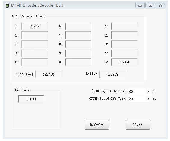 Retevis - RT76P - DTMF-Editor DTMF-Editor