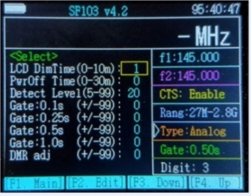 Surecom - SF-103 - Anpassen des Frequenzmodus - Menü Anpassen des Frequenzmodus - Menü