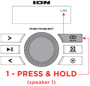 Ion - PRO GLOW EXPRESS - Zwei Lautsprecher verbinden – Schritt 1 Zwei Lautsprecher verbinden – Schritt 1