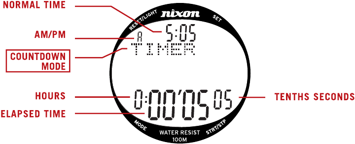 NIXON - THE SUPERHERO - COUNTDOWN-TIMER-MODUS COUNTDOWN-TIMER-MODUS