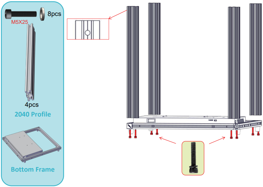 Creality - Ender-5 Pro - Montageschritt - Schritt 1 Montageschritt - Schritt 1