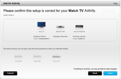 Logitech - Harmony Ultimate - Eine Watch TV (Fernsehen) Aktivität hinzufügen - Schritt 2 Eine Watch TV (Fernsehen) Aktivität hinzufügen - Schritt 2