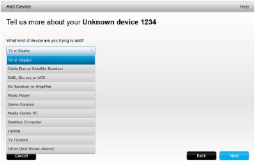 Logitech - Harmony Ultimate - Ein unbekanntes Gerät hinzufügen - Schritt 2 Ein unbekanntes Gerät hinzufügen - Schritt 2