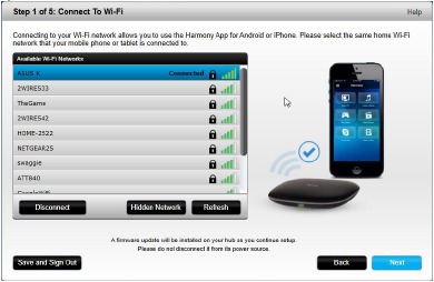 Logitech - Harmony Ultimate - Verbindung mit dem WLAN herstellen Verbindung mit dem WLAN herstellen