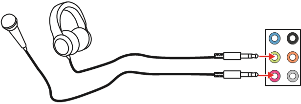 MSI - PRO B650-P WIFI - Diagramm: Audiobuchsen für Kopfhörer und Mikrofon Diagramm: Audiobuchsen für Kopfhörer und Mikrofon