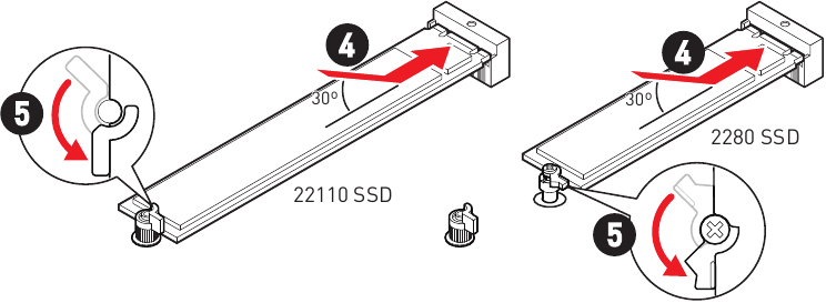 MSI - PRO B650-P WIFI - Installation eines M.2-Moduls in den M2_1-Steckplatz - Schritt 3 Installation eines M.2-Moduls in den M2_1-Steckplatz - Schritt 3