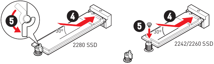 MSI - PRO B760M-P DDR4 - Installation eines M.2-Moduls im M2_1-Steckplatz - Schritt 3 Installation eines M.2-Moduls im M2_1-Steckplatz - Schritt 3