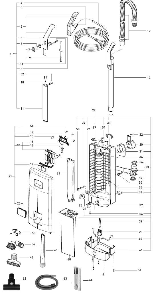 Sebo - AUTOMATIC X7 - SCHALTPLAN UND TEILELISTE SCHALTPLAN UND TEILELISTE