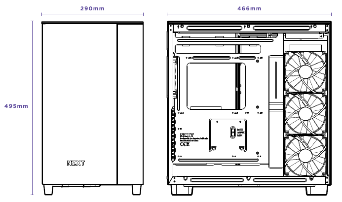 NZXT - H9 FLOW - ABSTÄNDE UND SPEZIFIKATIONEN ABSTÄNDE UND SPEZIFIKATIONEN