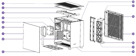 NZXT - H9 FLOW - EXPLOSIONSZEICHNUNG EXPLOSIONSZEICHNUNG