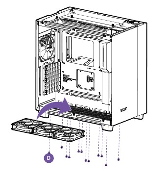 NZXT - H9 FLOW - LÜFTER- & RADIATORINSTALLATION - Schritt 3 LÜFTER- & RADIATORINSTALLATION - Schritt 3