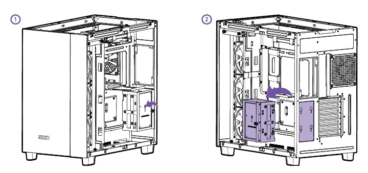 NZXT - H9 FLOW - HDD-LAUFWERK-INSTALLATION - Schritt 1 HDD-LAUFWERK-INSTALLATION - Schritt 1