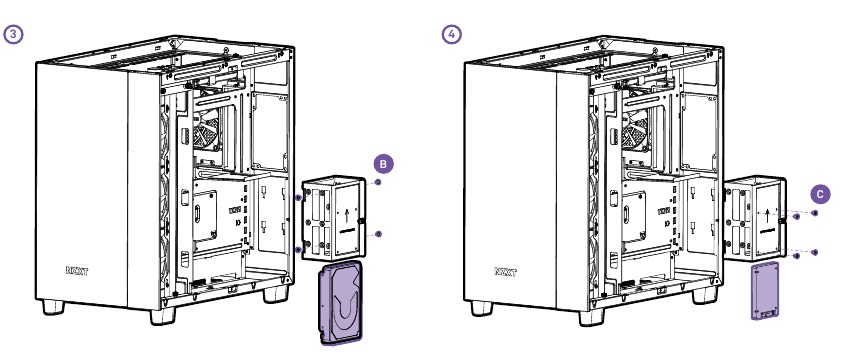 NZXT - H9 FLOW - HDD-LAUFWERK-INSTALLATION - Schritt 2 HDD-LAUFWERK-INSTALLATION - Schritt 2