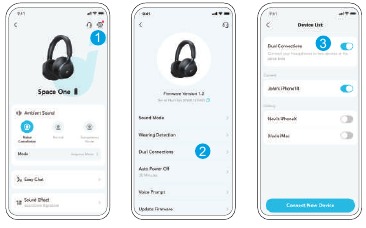 Soundcore - Space One - DUALE VERBINDUNGEN - Neues Gerät über App verbinden DUALE VERBINDUNGEN - Neues Gerät über App verbinden