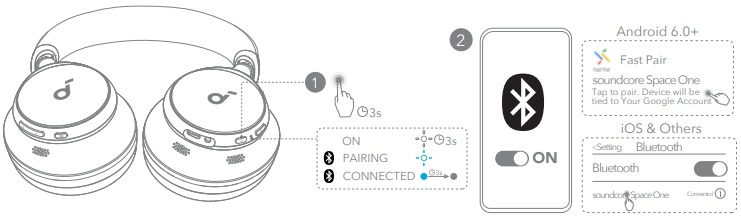 Soundcore - Space One - EINSCHALTEN & PAIRING EINSCHALTEN & PAIRING