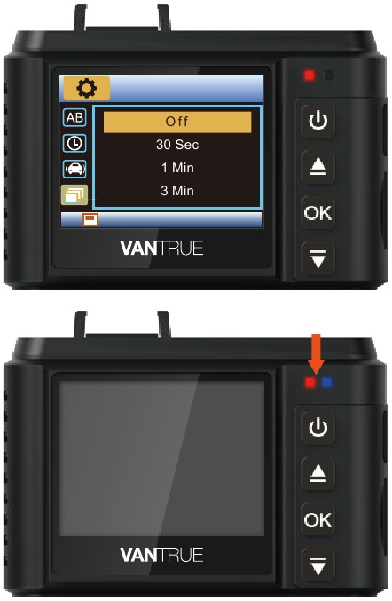 Vantrue - OnDash N1 PRO - Grundlegende Bedienung - Einstellung des automatischen LCD AUS Grundlegende Bedienung - Einstellung des automatischen LCD AUS