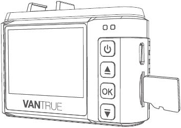 Vantrue - OnDash N1 PRO - Erste Schritte - Einlegen einer Speicherkarte Erste Schritte - Einlegen einer Speicherkarte