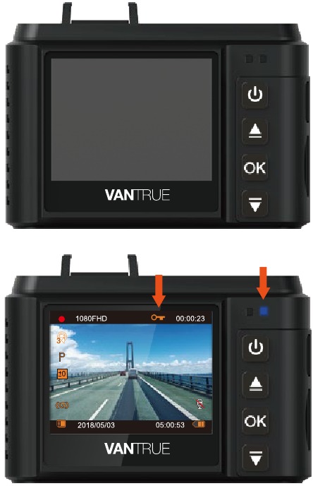 Vantrue - OnDash N1 PRO - Parkmodus-Aktivierung ausgelöst durch Kollision Parkmodus-Aktivierung ausgelöst durch Kollision