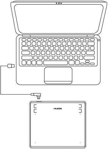 HUION - HS64 - Verbindung zum Computer Verbindung zum Computer