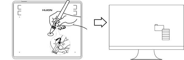 HUION - HS64 - Verwenden des Stifts - Seitentasten verwenden Verwenden des Stifts - Seitentasten verwenden
