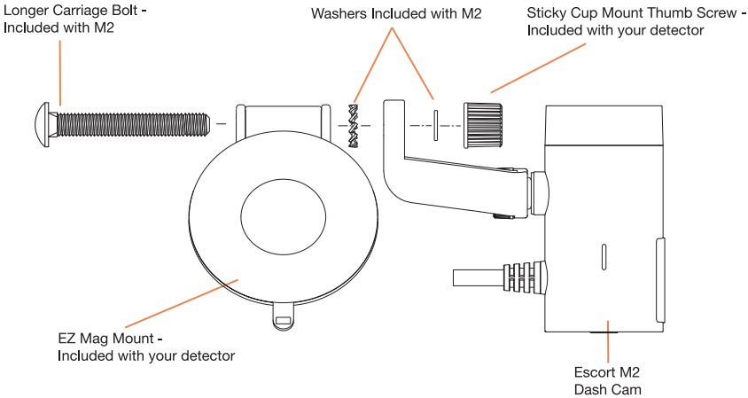 Escort - M2 - Gerät an EZ Mag Mount anbringen - Schritt 2 Gerät an EZ Mag Mount anbringen - Schritt 2