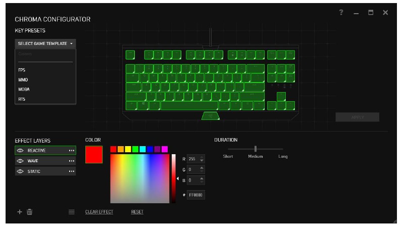 RAZER - BLACKWIDOW X CHROMA - Chroma Konfigurator Chroma Konfigurator