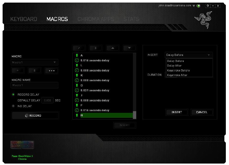 RAZER - BLACKWIDOW X CHROMA - REGISTERKARTE MAKROS - Teil 3 REGISTERKARTE MAKROS - Teil 3