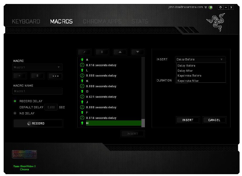 RAZER - BLACKWIDOW X CHROMA - REGISTERKARTE MAKROS - Teil 4 REGISTERKARTE MAKROS - Teil 4