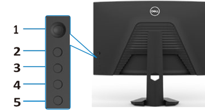 Dell - S2722DGM - Sperren der Steuerungstasten auf der Rückseite Sperren der Steuerungstasten auf der Rückseite