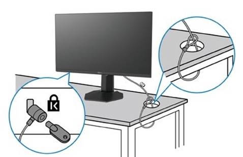 Dell - S2722DGM - Sichern des Monitors mit Kensington-Schloss (optional) Sichern des Monitors mit Kensington-Schloss (optional)